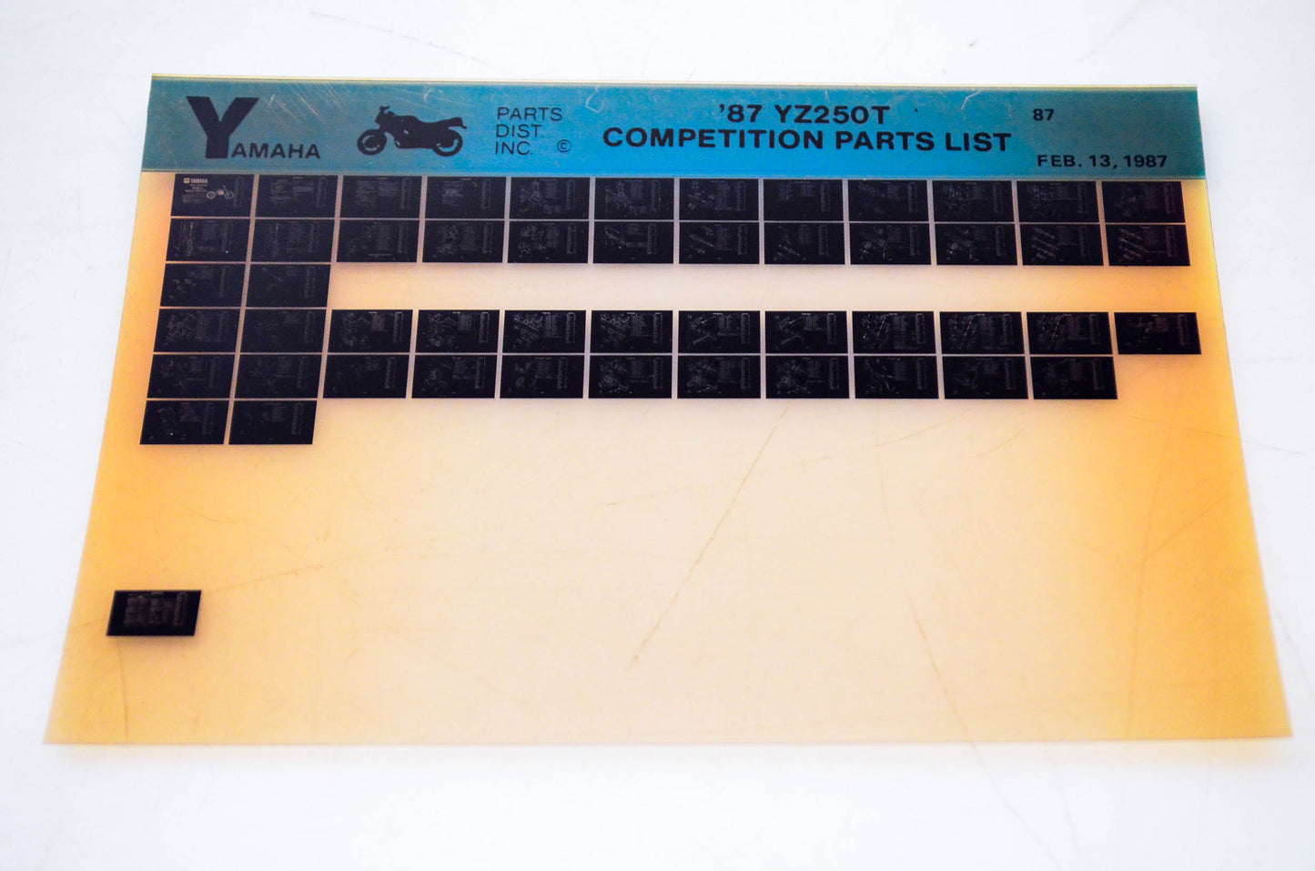 OEM Yamaha YZ250T 1987/February 13 '87 Competition Parts List Microfiche