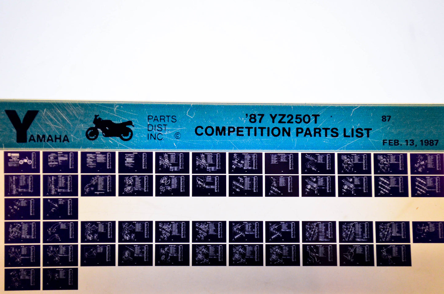 OEM Yamaha YZ250T 1987/February 13 '87 Competition Parts List Microfiche