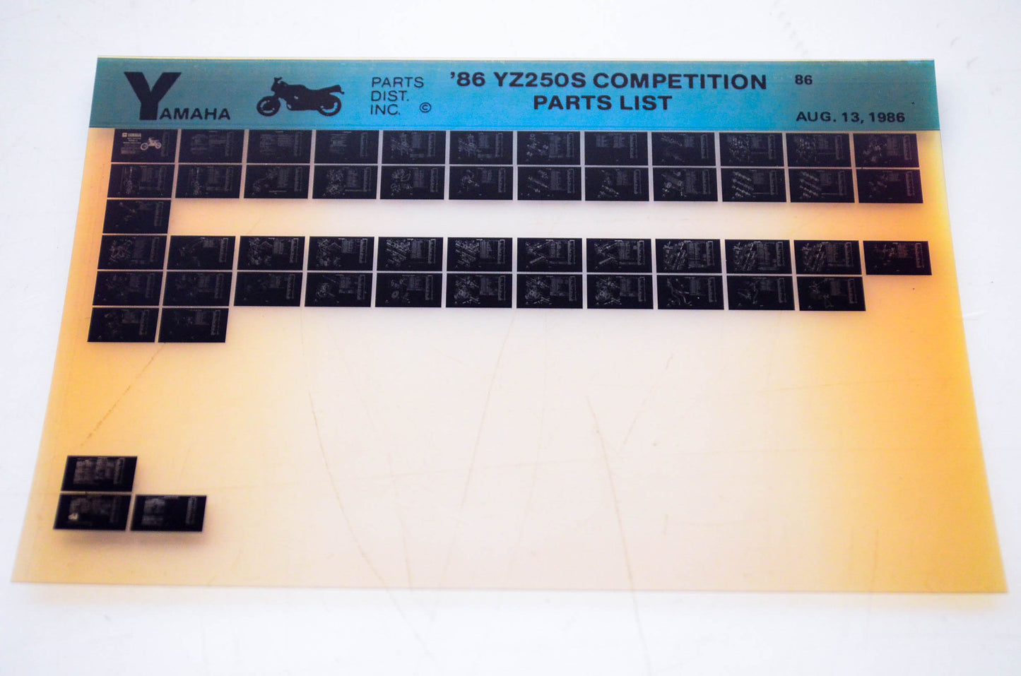 OEM Yamaha YZ250S 1986/August 13 '86 Competition Parts List Microfiche