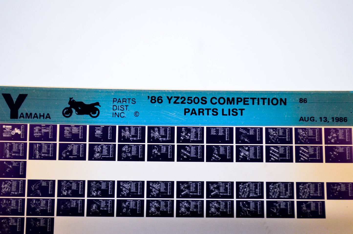 OEM Yamaha YZ250S 1986/August 13 '86 Competition Parts List Microfiche