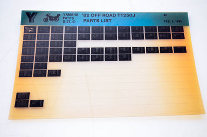 OEM Yamaha TT250J 1985/February 5 '82 Off Road Parts List Microfiche