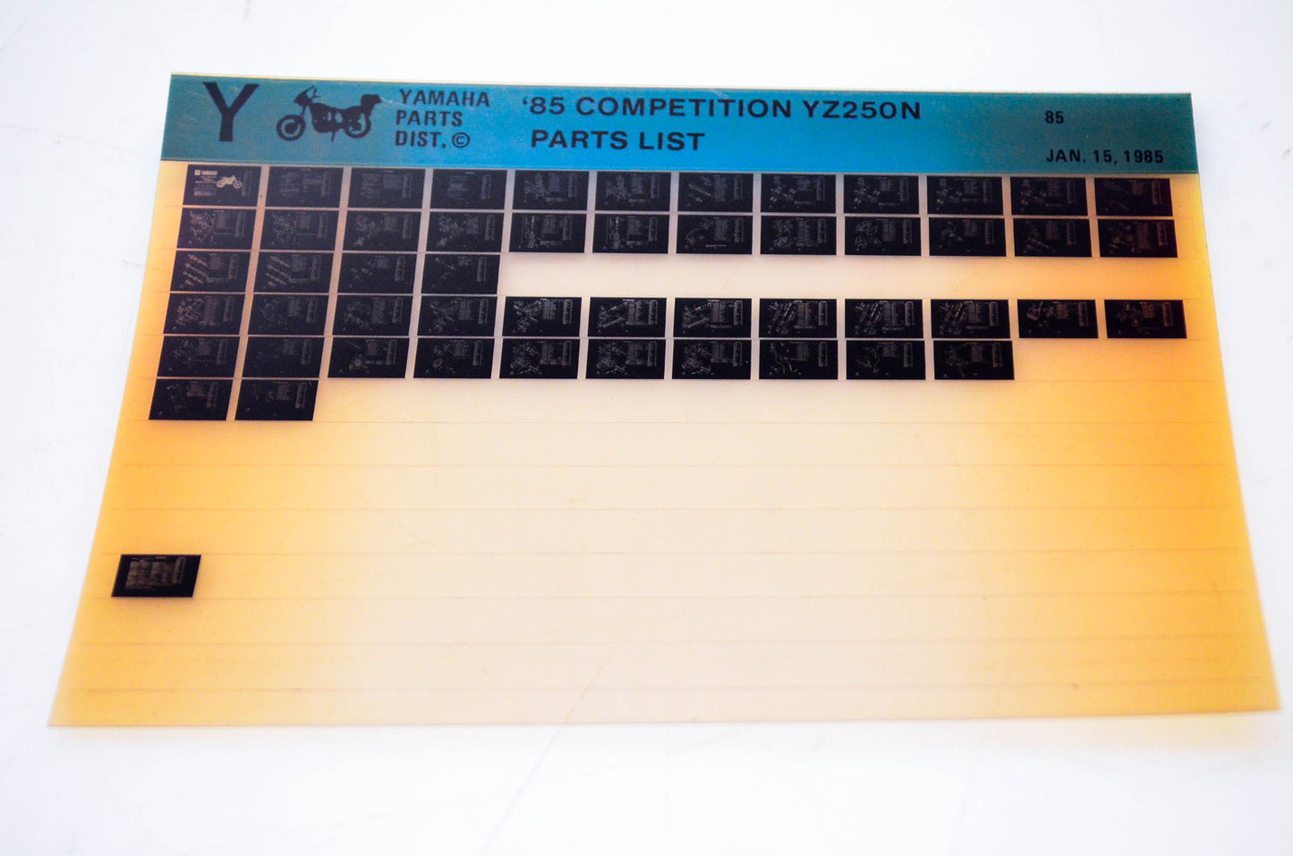 OEM Yamaha YZ250N 1985/January 15 '85 Competition Parts List Microfiche