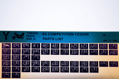 OEM Yamaha YZ250N 1985/January 15 '85 Competition Parts List Microfiche