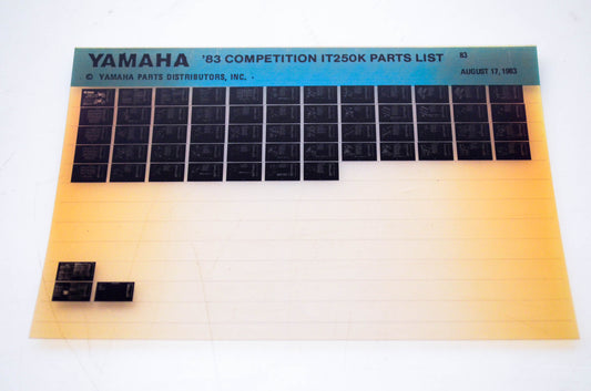 OEM Yamaha IT250K 1983/August 17 '83 Competition Parts List Microfiche
