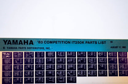 OEM Yamaha IT250K 1983/August 17 '83 Competition Parts List Microfiche