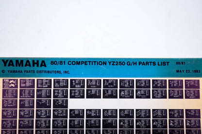OEM Yamaha YZ250 G/H 1983/May 23 '80 - '81 Competition Parts List Microfiche