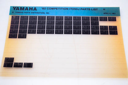 OEM Yamaha IT250J 1983/April 4 '82 Competition Parts List Microfiche