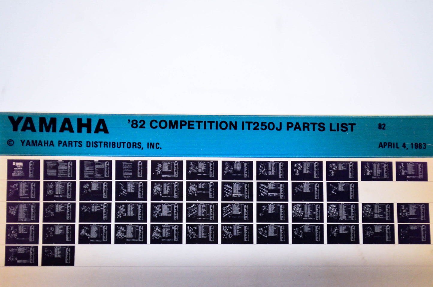 OEM Yamaha IT250J 1983/April 4 '82 Competition Parts List Microfiche