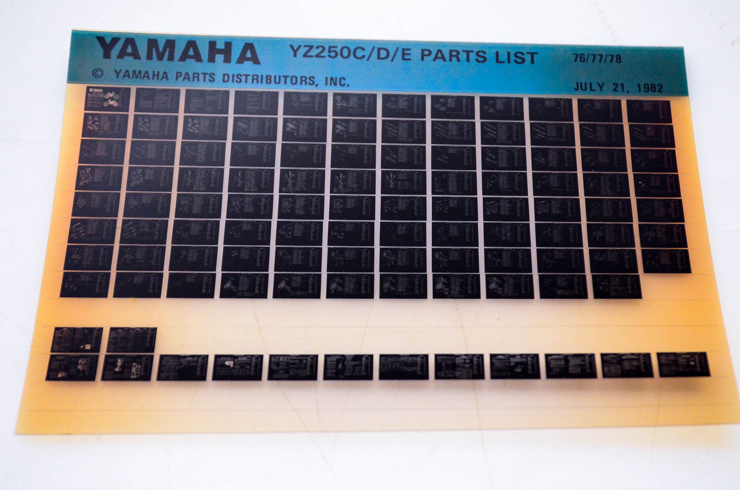 OEM Yamaha YZ250C/D/E 1982/July 21 '76 - '78 Competition Parts List Microfiche