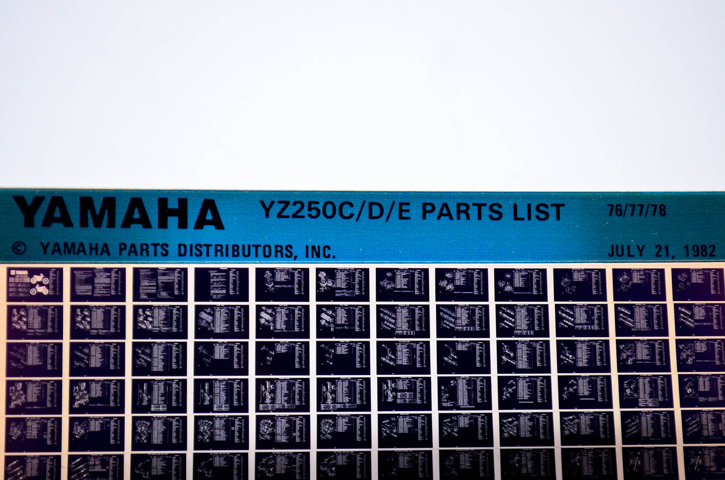 OEM Yamaha YZ250C/D/E 1982/July 21 '76 - '78 Competition Parts List Microfiche