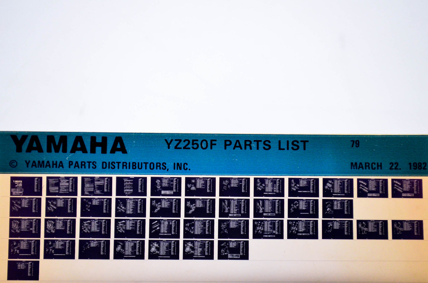 OEM Yamaha YZ250F 1982/March 22 '79 Parts List Microfiche