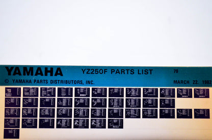 OEM Yamaha YZ250F 1982/March 22 '79 Parts List Microfiche