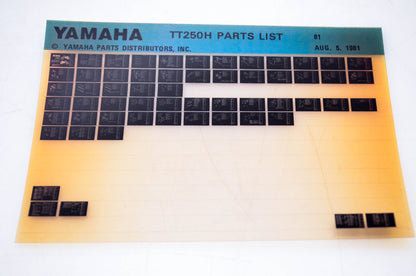 OEM Yamaha TT250H 1981/August 5 '81 Parts List Microfiche