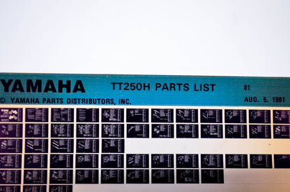 OEM Yamaha TT250H 1981/August 5 '81 Parts List Microfiche