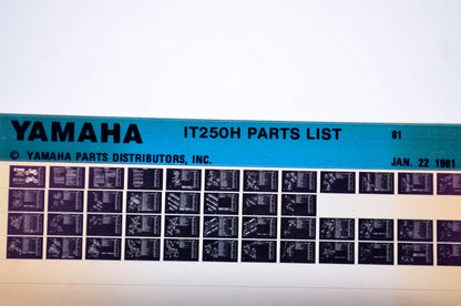 OEM Yamaha IT250H 1981/January 22 '81 Parts List Microfiche