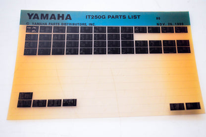 OEM Yamaha IT250G 1980/November 26 '80 Parts List Microfiche