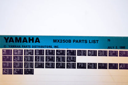OEM Yamaha MX250B 1980/July 2 '75 Parts List Microfiche