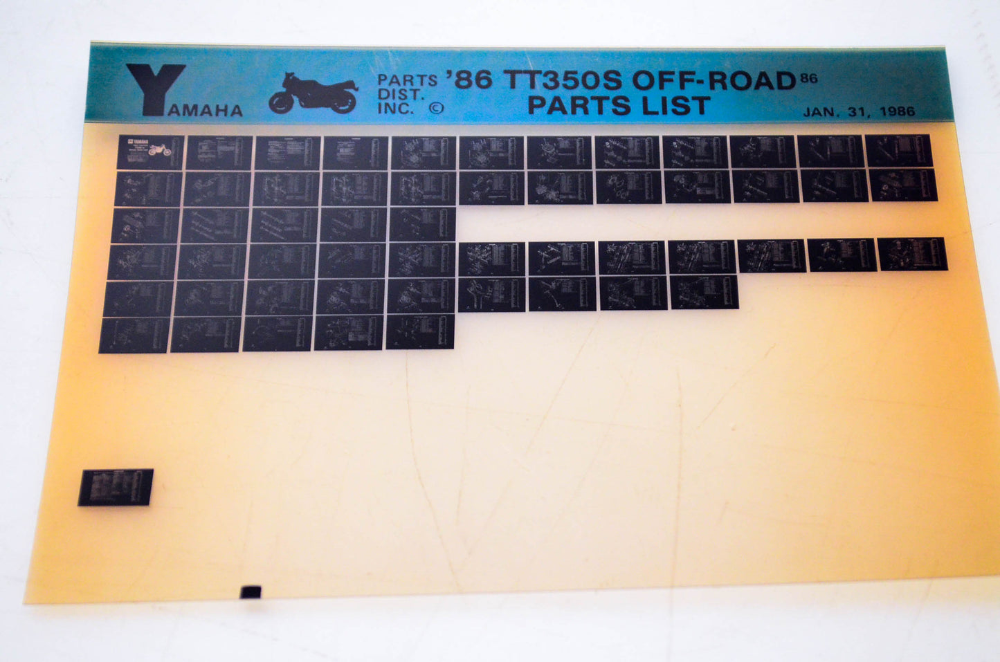 OEM Yamaha TT350S 1986/January 31 '86 Off Road Parts List Microfiche