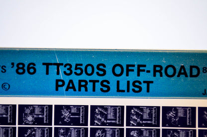 OEM Yamaha TT350S 1986/January 31 '86 Off Road Parts List Microfiche
