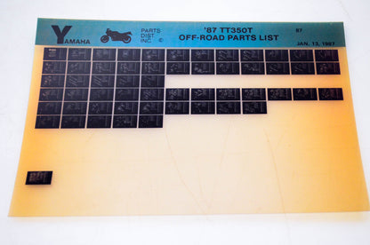 OEM Yamaha TT350T 1987/January 13 '87 Off Road Parts List Microfiche