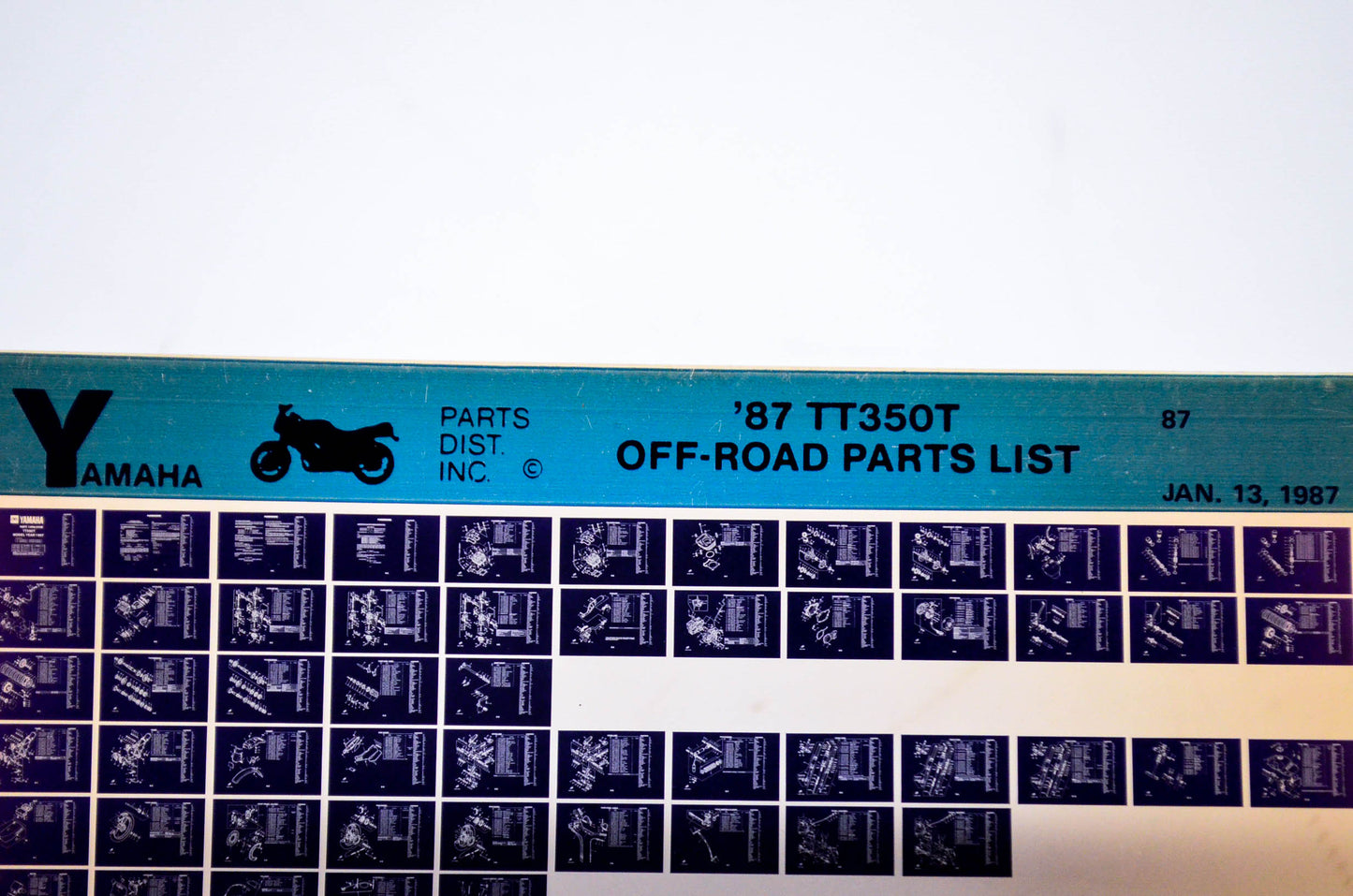 OEM Yamaha TT350T 1987/January 13 '87 Off Road Parts List Microfiche