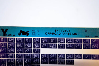 OEM Yamaha TT350T 1987/January 13 '87 Off Road Parts List Microfiche