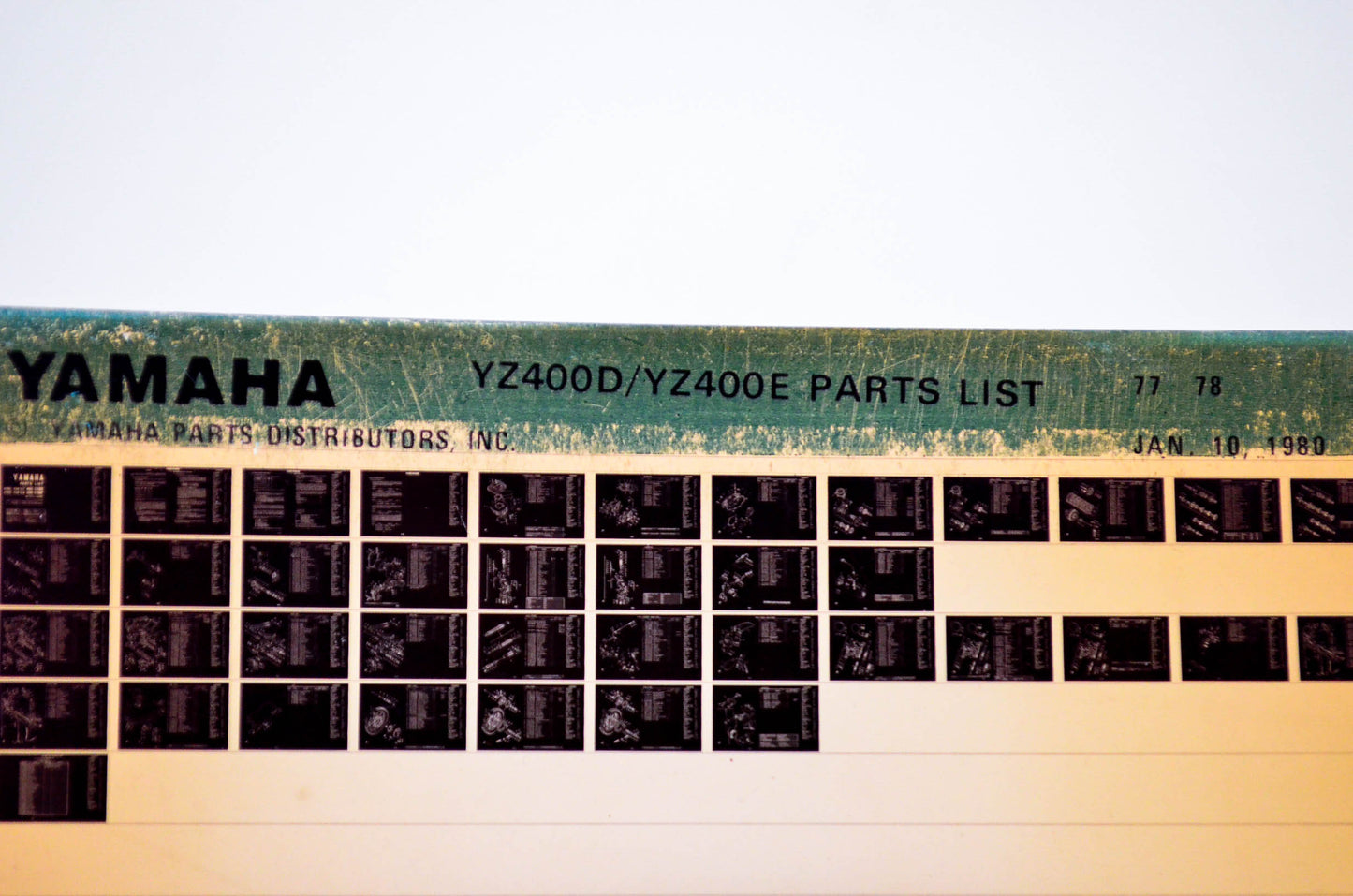 OEM Yamaha YZ400D/YZ400E 1980/January 10 '77 - '78 Parts List Microfiche