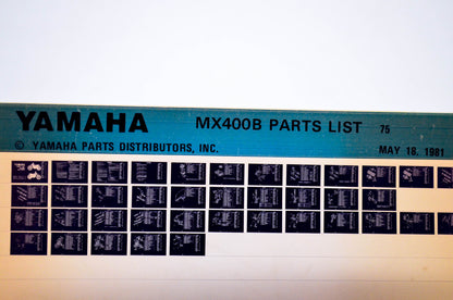 OEM Yamaha MX400B 1981/May 18 '75 Parts List Microfiche
