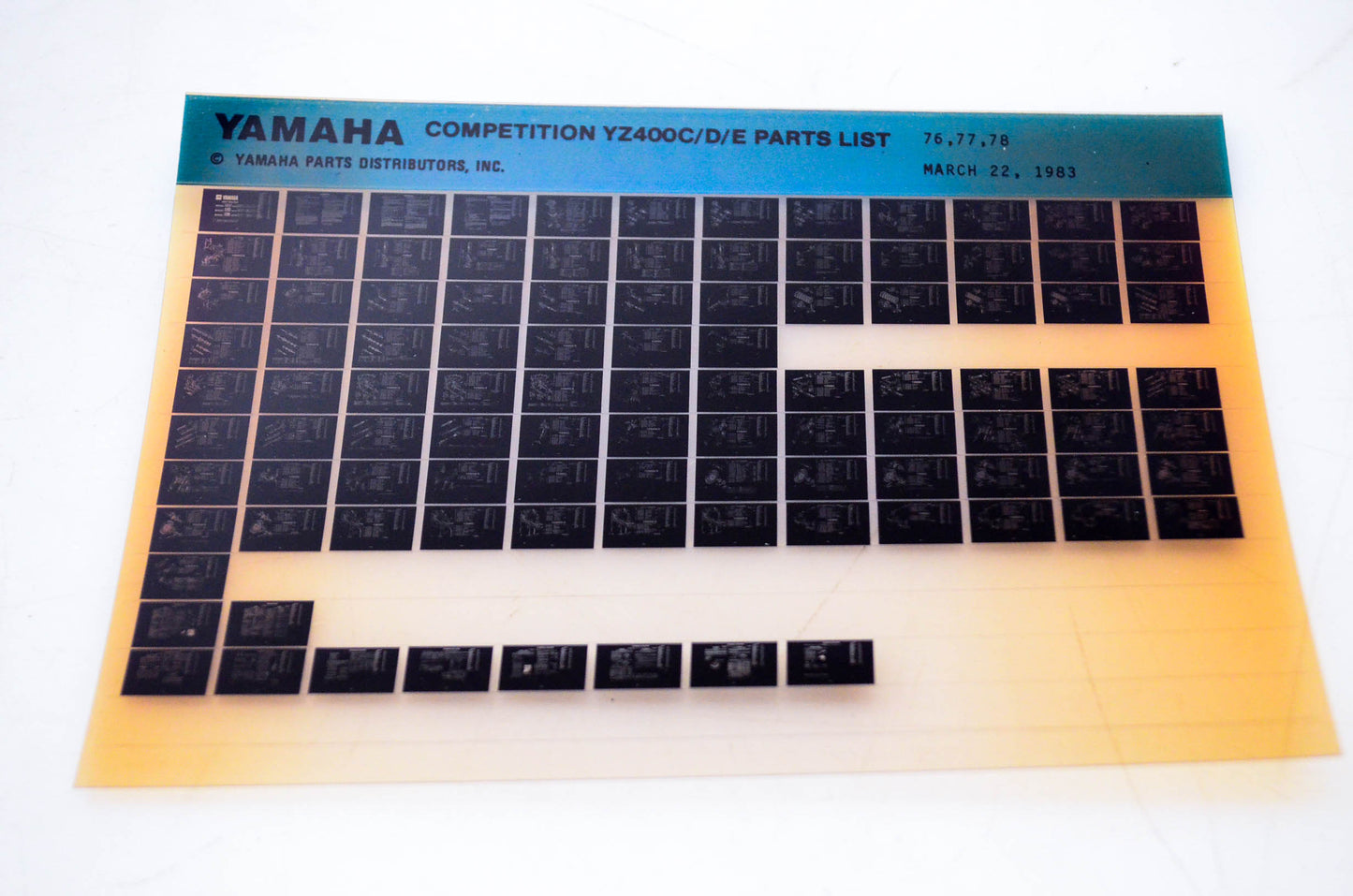 OEM Yamaha YZ400C/D/E 1983/March 22 '76 - '78 Competition Parts List Microfiche
