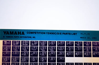 OEM Yamaha YZ400C/D/E 1983/March 22 '76 - '78 Competition Parts List Microfiche