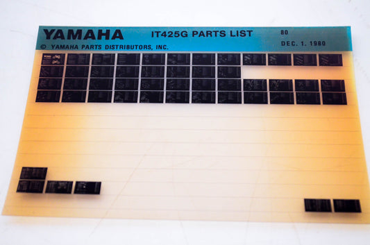 OEM Yamaha IT425G 1980/December 1 '80 Parts List Microfiche