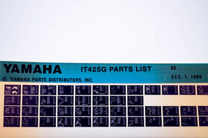 OEM Yamaha IT425G 1980/December 1 '80 Parts List Microfiche