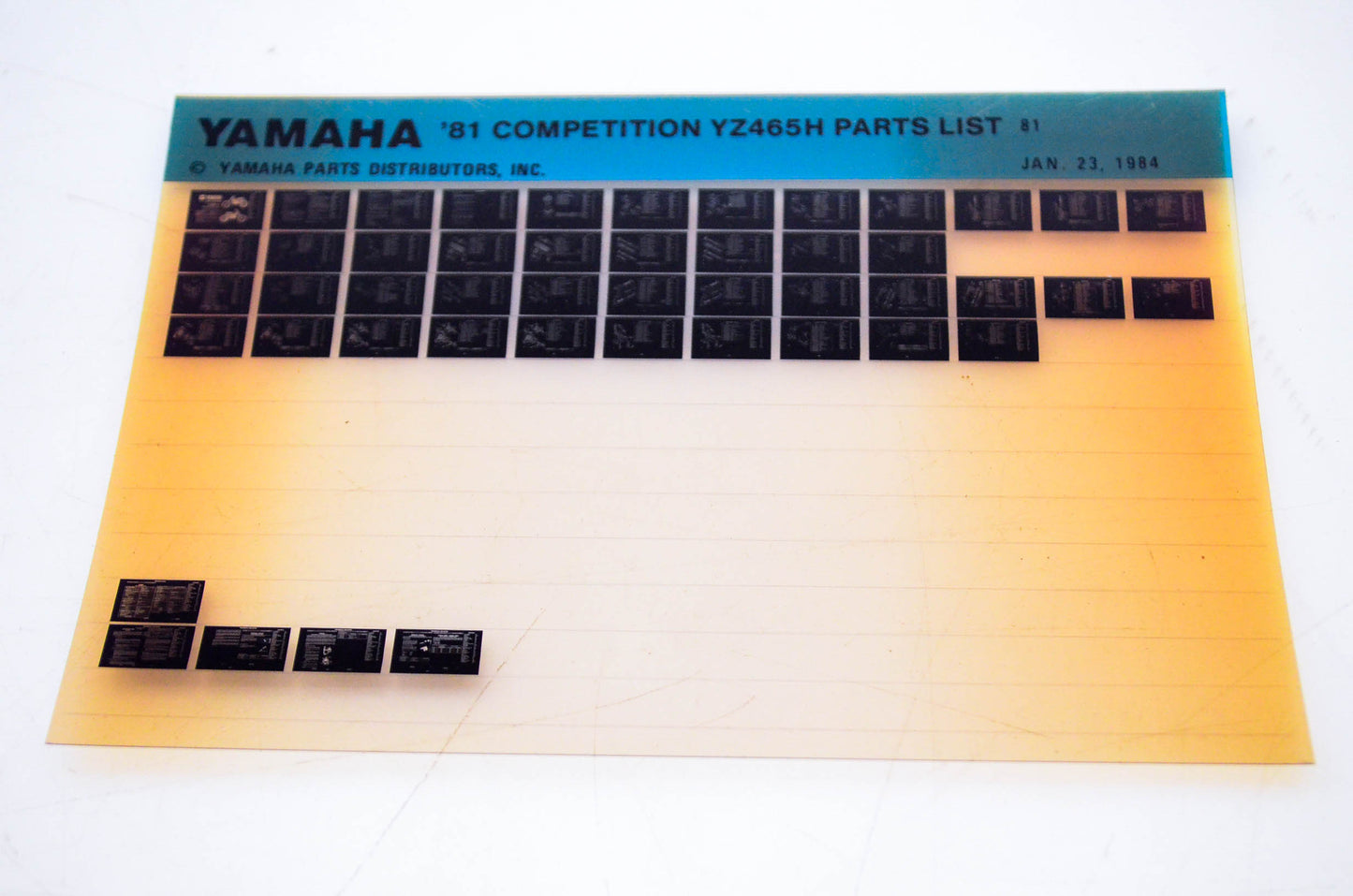 OEM Yamaha YZ465H 1984/January 23 '81 Competition Parts List Microfiche