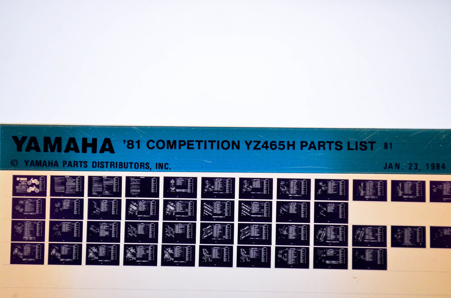 OEM Yamaha YZ465H 1984/January 23 '81 Competition Parts List Microfiche