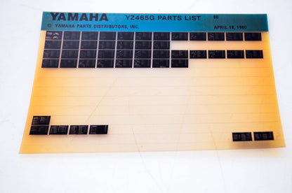 OEM Yamaha YZ465G 1980/April 18 '80 Parts List Microfiche