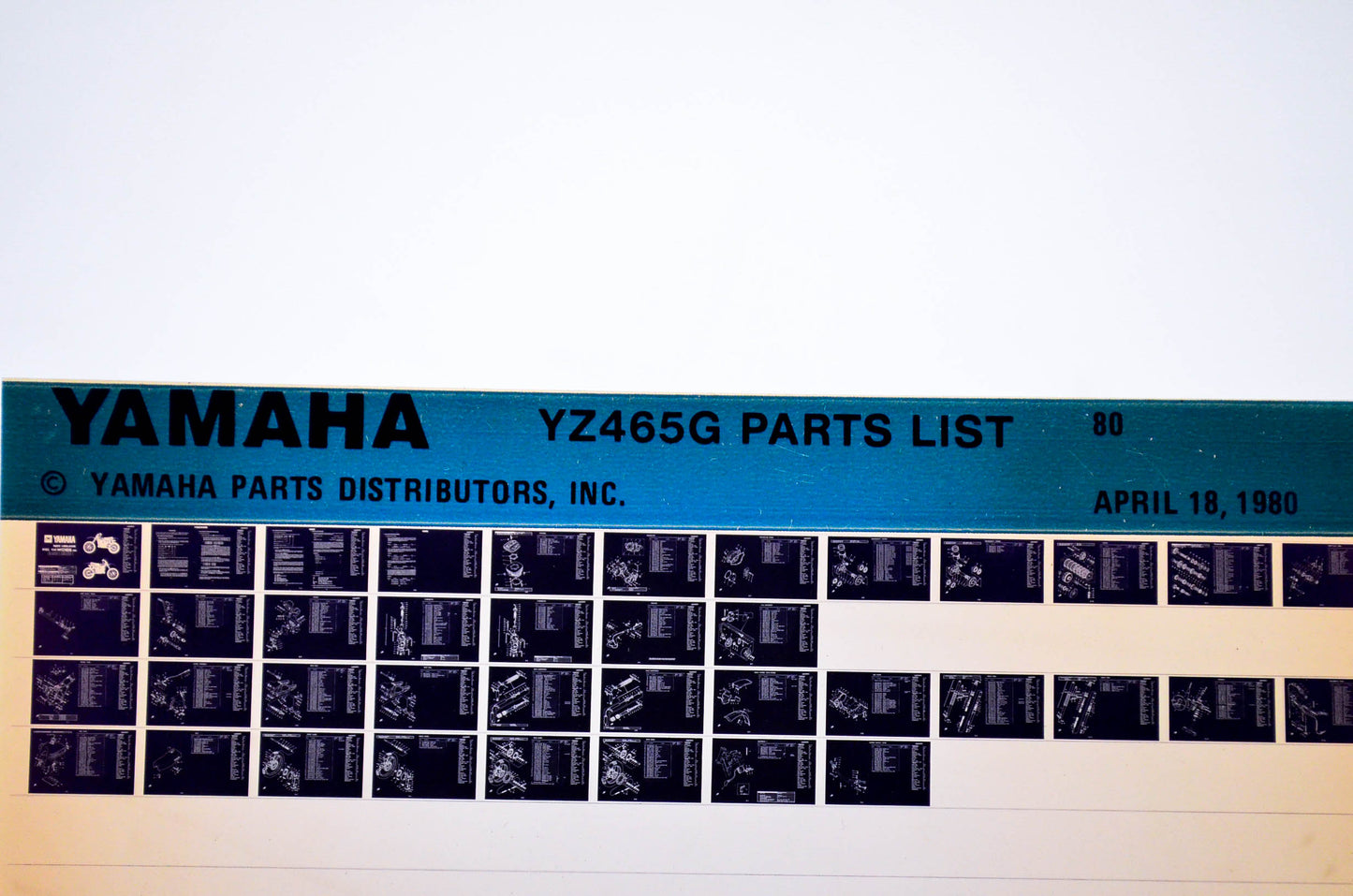 OEM Yamaha YZ465G 1980/April 18 '80 Parts List Microfiche