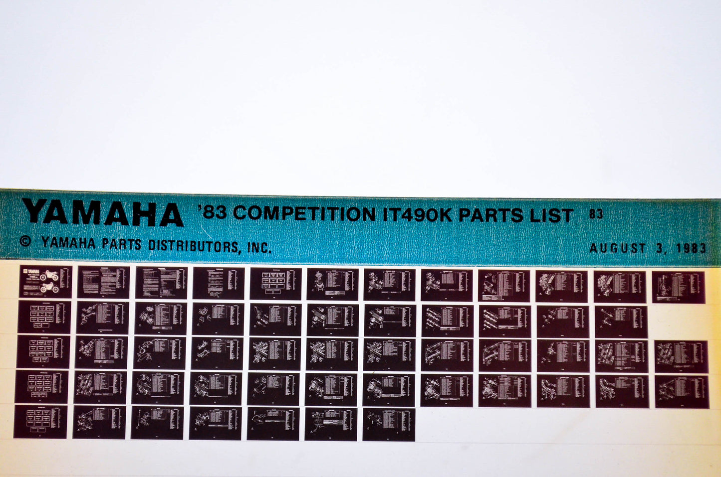 OEM Yamaha IT490K 1983/August 3 '83 Competition Parts List Microfiche