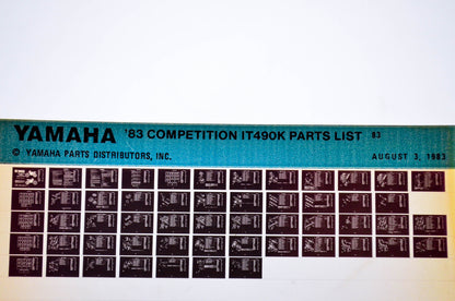 OEM Yamaha IT490K 1983/August 3 '83 Competition Parts List Microfiche