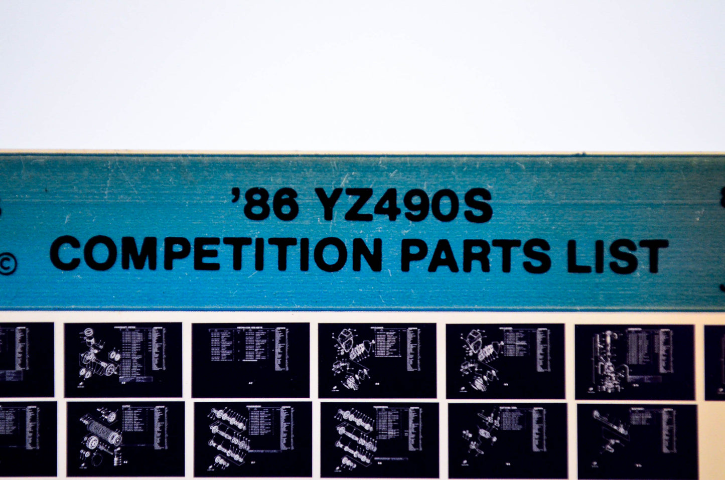 OEM Yamaha YZ490S 1987/January 23 '86 Competition Parts List Microfiche