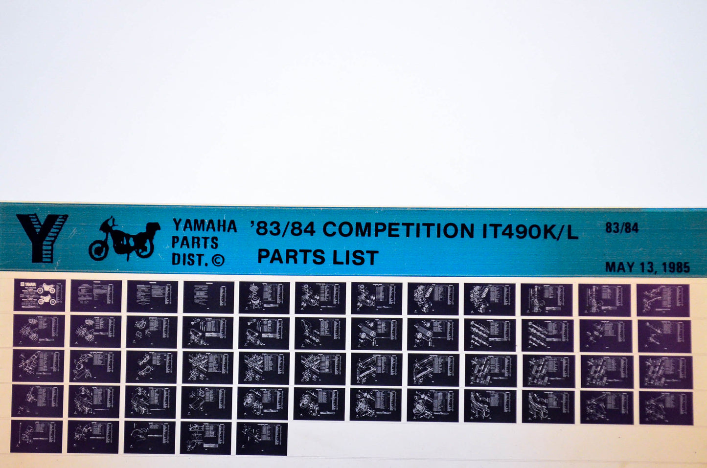 OEM Yamaha IT490K/L 1985/May 13 '83 - '84 Competition Parts List Microfiche