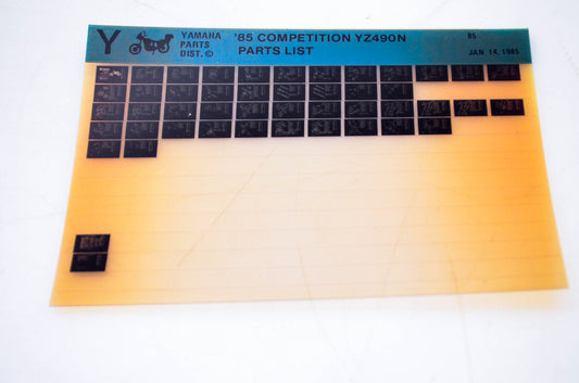 OEM Yamaha YZ490N 1985/January 14 '85 Competition Parts List Microfiche