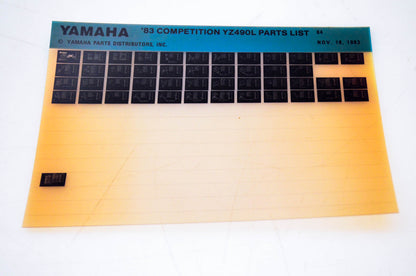 OEM Yamaha YZ490L 1983/November 18 '83 Competition Parts List Microfiche