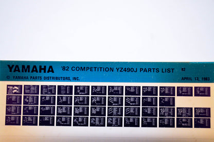 OEM Yamaha YZ490J 1983/April 13 '82 Competition Parts List Microfiche