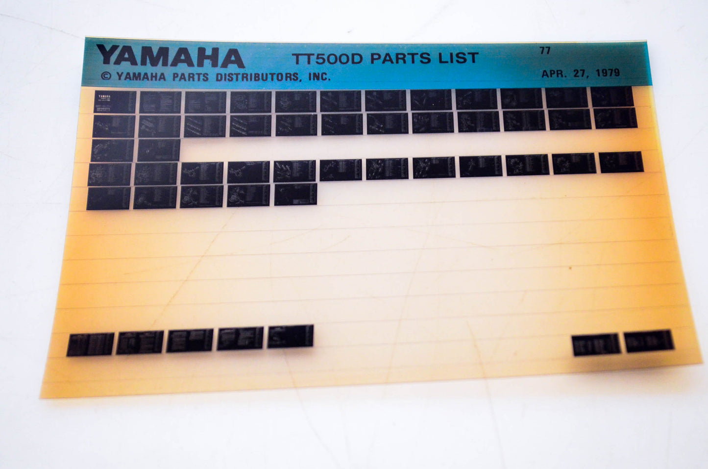 OEM Yamaha TT500D 1979/April 27 '77 Parts List Microfiche