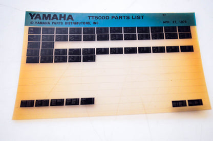 OEM Yamaha TT500D 1979/April 27 '77 Parts List Microfiche