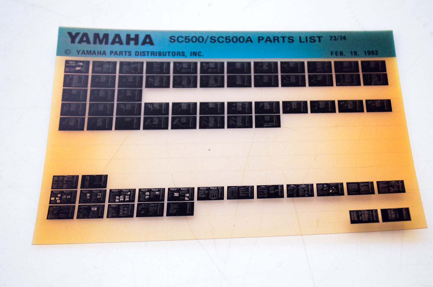 OEM Yamaha SC500/SC500A 1982/February 19 '73 - '74 Parts List Microfiche
