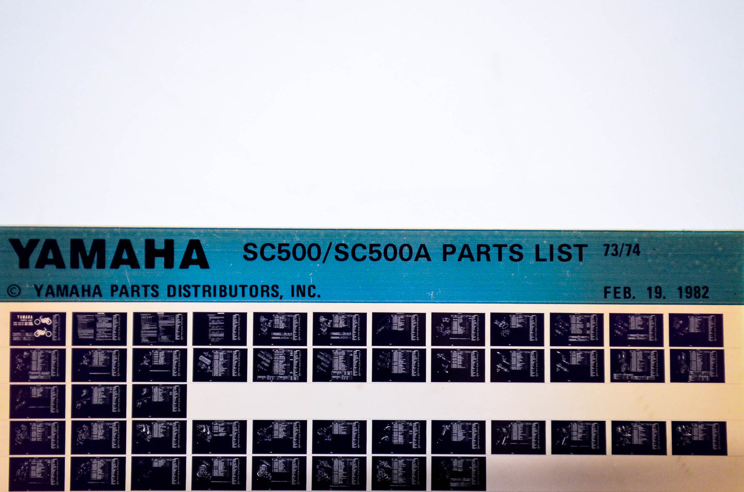 OEM Yamaha SC500/SC500A 1982/February 19 '73 - '74 Parts List Microfiche