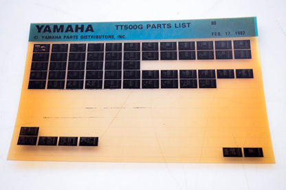 OEM Yamaha TT500G 1982/February 17 '80 Parts List Microfiche