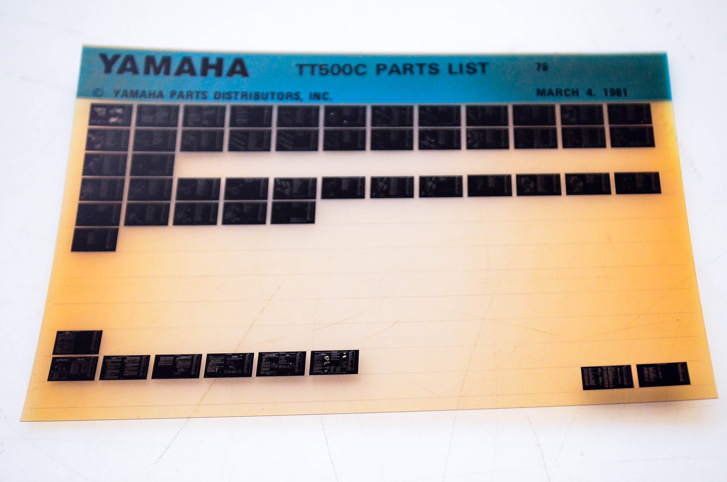 OEM Yamaha TT500C 1981/March 4 '76 Parts List Microfiche