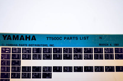 OEM Yamaha TT500C 1981/March 4 '76 Parts List Microfiche